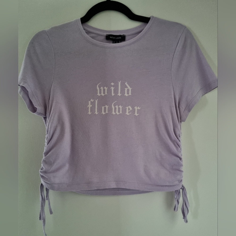 New Look Lilac Cropped T-shirt With Print